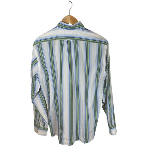 Facconable French Riviera Classique Striped Long Sleeve Button Down Shirt Mens M - Picture 7 of 11